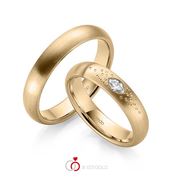 Paar klassische Trauringe/Eheringe in Roségold 585 mit zus. 0,1 ct. tw, vs von acredo - A-2165-4 Paar klassische Trauringe/Eheringe in Roségold 585 mit zus. 0,1 ct. tw, vs von acredo - A-2165-4
