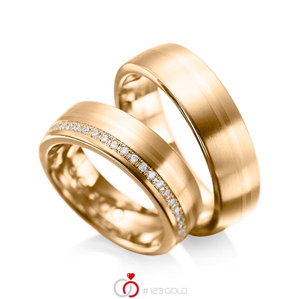 Paar klassische Trauringe/Eheringe in Roségold 585 mit zus. 0,216 ct. Brillant tw, si von acredo - A-1030-3 Paar klassische Trauringe/Eheringe in Roségold 585 mit zus. 0,216 ct. Brillant tw, si von acredo - A-1030-3