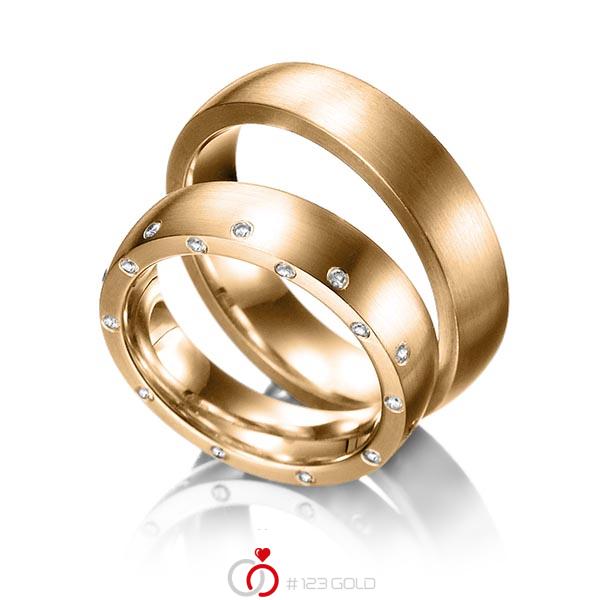Paar klassische Trauringe/Eheringe in Roségold 585 mit zus. 0,25 ct. Brillant tw, si von 123gold - Y-1127-5 Paar klassische Trauringe/Eheringe in Roségold 585 mit zus. 0,25 ct. Brillant tw, si von 123gold - Y-1127-5