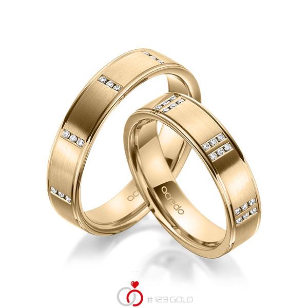 Paar klassische Trauringe/Eheringe in Roségold 585 mit zus. 0,345 ct. Brillant tw, vs von acredo - A-1971-7 Paar klassische Trauringe/Eheringe in Roségold 585 mit zus. 0,345 ct. Brillant tw, vs von acredo - A-1971-7