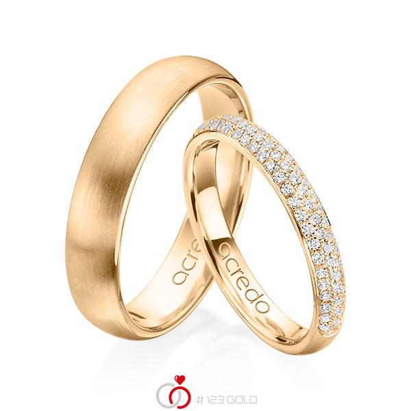 Paar klassische Trauringe/Eheringe in Roségold 585 mit zus. 0,38 ct. Brillant tw, si von acredo - A-1371-3 Paar klassische Trauringe/Eheringe in Roségold 585 mit zus. 0,38 ct. Brillant tw, si von acredo - A-1371-3