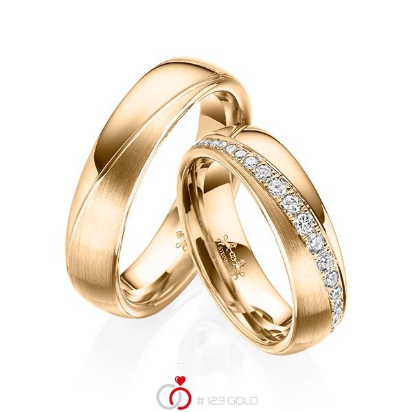 Paar klassische Trauringe/Eheringe in Roségold 585 mit zus. 0,652 ct. Brillant tw, si von Steinberg - Q-1577-7 Paar klassische Trauringe/Eheringe in Roségold 585 mit zus. 0,652 ct. Brillant tw, si von Steinberg - Q-1577-7