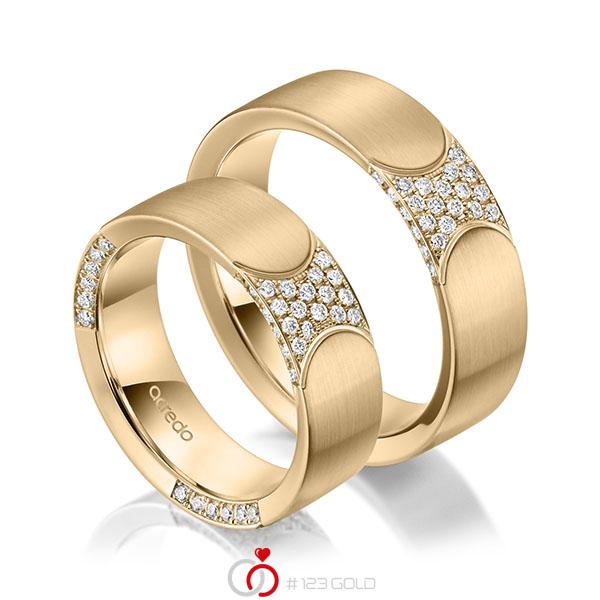 Paar klassische Trauringe/Eheringe in Roségold 585 mit zus. 0,896 ct. Brillant tw, si von acredo - A-1973-4 Paar klassische Trauringe/Eheringe in Roségold 585 mit zus. 0,896 ct. Brillant tw, si von acredo - A-1973-4