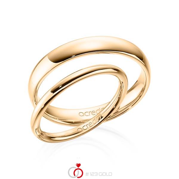 Paar klassische Trauringe/Eheringe in Roségold 585 von acredo - A-1373-3 Paar klassische Trauringe/Eheringe in Roségold 585 von acredo - A-1373-3