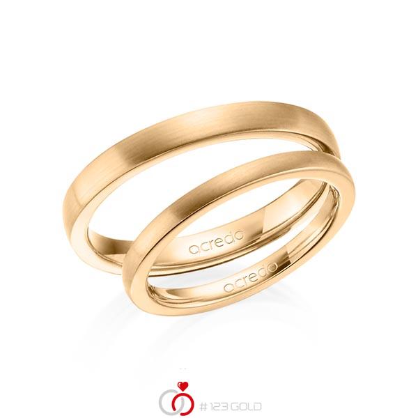 Paar klassische Trauringe/Eheringe in Roségold 585 von acredo - A-1406-3 Paar klassische Trauringe/Eheringe in Roségold 585 von acredo - A-1406-3