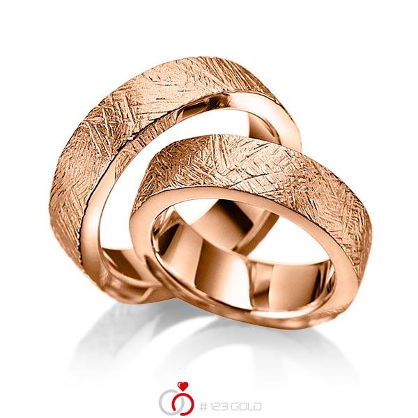 Paar klassische Trauringe/Eheringe in Rotgold 585 - K-1030-3 Paar klassische Trauringe/Eheringe in Rotgold 585 - K-1030-3