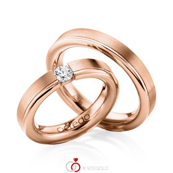 Paar klassische Trauringe/Eheringe in Rotgold 585 mit 0,3 ct. Brillant tw, vs von acredo - A-1121-11 Paar klassische Trauringe/Eheringe in Rotgold 585 mit 0,3 ct. Brillant tw, vs von acredo - A-1121-11