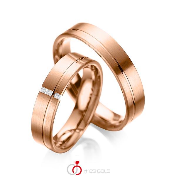 Paar klassische Trauringe/Eheringe in Rotgold 585 mit zus. 0,03 ct. Brillant tw, si von acredo - A-1037-12 Paar klassische Trauringe/Eheringe in Rotgold 585 mit zus. 0,03 ct. Brillant tw, si von acredo - A-1037-12