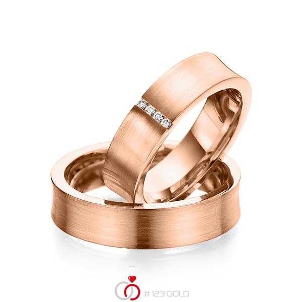 Paar klassische Trauringe/Eheringe in Rotgold 585 mit zus. 0,04 ct. Brillant tw, si von Steinberg - Q-1079-3 Paar klassische Trauringe/Eheringe in Rotgold 585 mit zus. 0,04 ct. Brillant tw, si von Steinberg - Q-1079-3