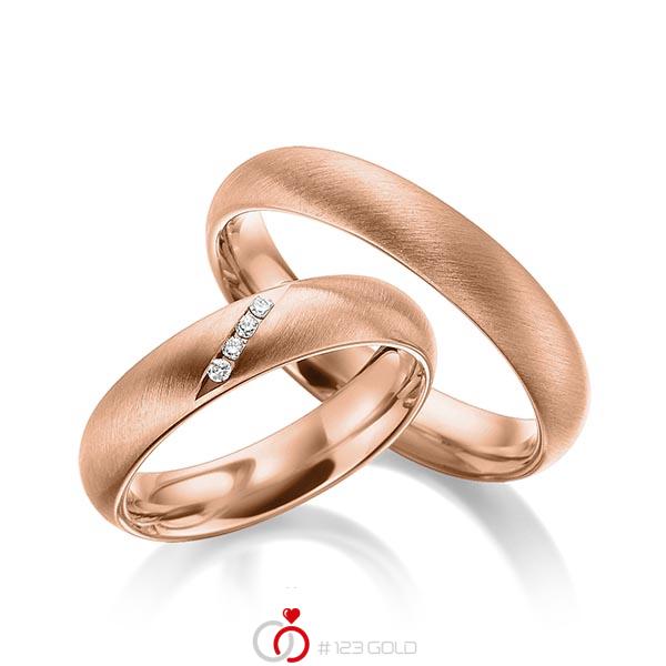Paar klassische Trauringe/Eheringe in Rotgold 585 mit zus. 0,04 ct. Brillant tw, si von Steinberg - Q-1543-2 Paar klassische Trauringe/Eheringe in Rotgold 585 mit zus. 0,04 ct. Brillant tw, si von Steinberg - Q-1543-2