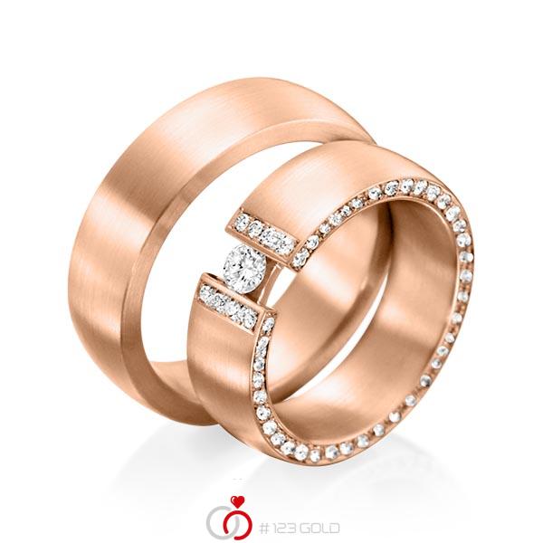 Paar klassische Trauringe/Eheringe in Rotgold 585 mit zus. 0,63 ct. Brillant tw, si tw, vs von 123gold - Y-1278-6 Paar klassische Trauringe/Eheringe in Rotgold 585 mit zus. 0,63 ct. Brillant tw, si tw, vs von 123gold - Y-1278-6