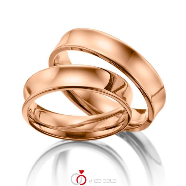 Paar klassische Trauringe/Eheringe in Rotgold 585 - NP-1095-5 Paar klassische Trauringe/Eheringe in Rotgold 585 - NP-1095-5