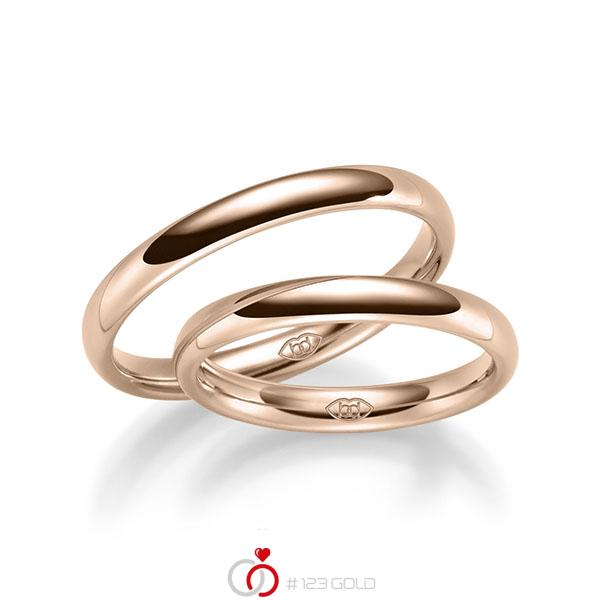 Paar klassische Trauringe/Eheringe in Rotgold 585 - NP-1160-4 Paar klassische Trauringe/Eheringe in Rotgold 585 - NP-1160-4