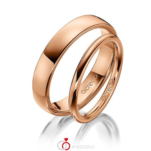 Paar klassische Trauringe/Eheringe in Rotgold 585 von acredo - A-1369-5 Paar klassische Trauringe/Eheringe in Rotgold 585 von acredo - A-1369-5