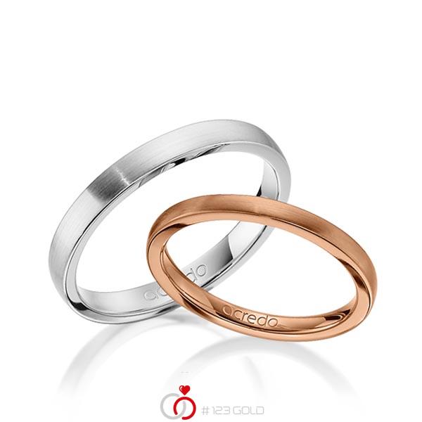 Paar klassische Trauringe/Eheringe in Rotgold 585 von acredo - A-1407-1 Paar klassische Trauringe/Eheringe in Rotgold 585 von acredo - A-1407-1