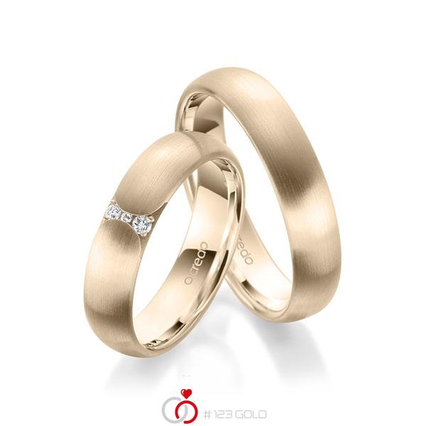 Paar klassische Trauringe/Eheringe in Signature Gold 585 mit zus. 0,045 ct. Brillant tw, si von acredo - A-1955-6 Paar klassische Trauringe/Eheringe in Signature Gold 585 mit zus. 0,045 ct. Brillant tw, si von acredo - A-1955-6