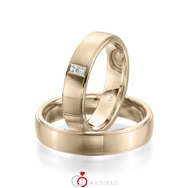 Paar klassische Trauringe/Eheringe in Signature Gold 585 mit zus. 0,06 ct. Prinzess-Diamant tw, si von acredo - A-1964-12 Paar klassische Trauringe/Eheringe in Signature Gold 585 mit zus. 0,06 ct. Prinzess-Diamant tw, si von acredo - A-1964-12