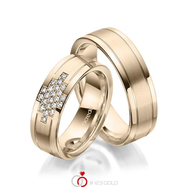 Paar klassische Trauringe/Eheringe in Signature Gold 585 mit zus. 0,186 ct. Brillant tw, si von acredo - A-1974-23 Paar klassische Trauringe/Eheringe in Signature Gold 585 mit zus. 0,186 ct. Brillant tw, si von acredo - A-1974-23