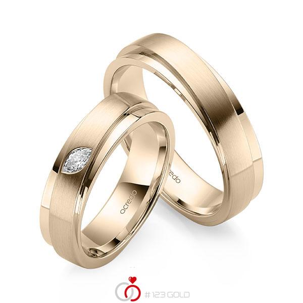 Paar klassische Trauringe/Eheringe in Signature Gold 585 mit zus. 0,1 ct. tw, vs von acredo - A-2160-6 Paar klassische Trauringe/Eheringe in Signature Gold 585 mit zus. 0,1 ct. tw, vs von acredo - A-2160-6