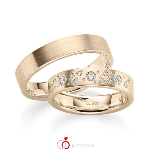 Paar klassische Trauringe/Eheringe in Signature Gold 585 mit zus. 0,226 ct. Brillant tw, si von acredo - A-2191-6 Paar klassische Trauringe/Eheringe in Signature Gold 585 mit zus. 0,226 ct. Brillant tw, si von acredo - A-2191-6