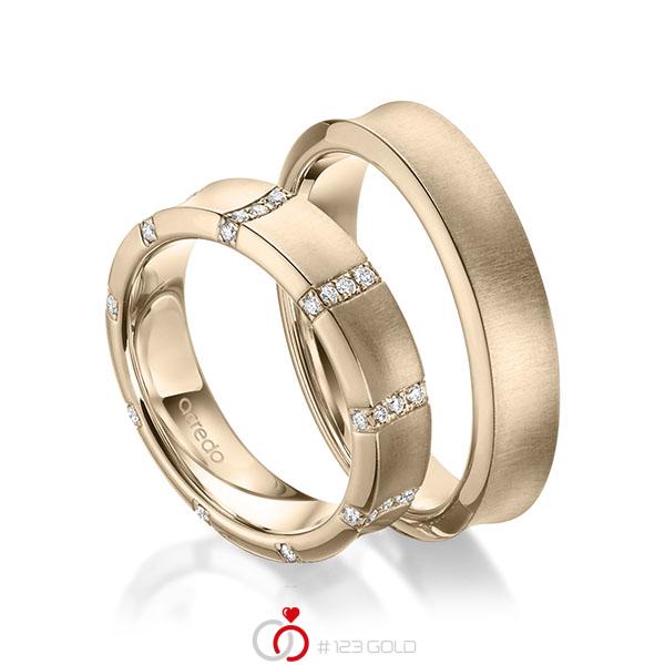 Paar klassische Trauringe/Eheringe in Signature Gold 585 mit zus. 0,36 ct. Brillant tw, si von acredo - A-1970-12 Paar klassische Trauringe/Eheringe in Signature Gold 585 mit zus. 0,36 ct. Brillant tw, si von acredo - A-1970-12