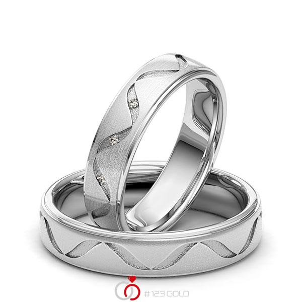 Paar klassische Trauringe/Eheringe in Weissgold 585 Laser Struktur mit zus. 0,015 ct. Brillant tw, si von 123gold - Y-1408-8 Paar klassische Trauringe/Eheringe in Weissgold 585 Laser Struktur mit zus. 0,015 ct. Brillant tw, si von 123gold - Y-1408-8