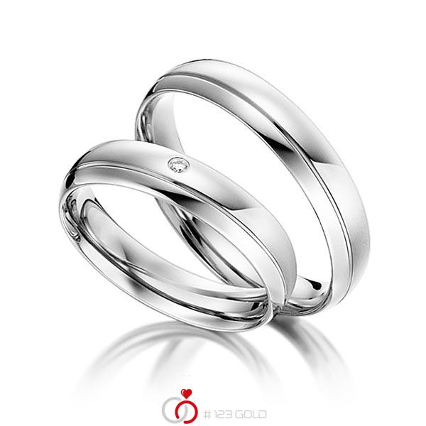 Paar klassische Trauringe/Eheringe in Weißgold 585 mit zus. 0,008 ct. Brillant tw, si von acredo - S-1103-7 Paar klassische Trauringe/Eheringe in Weißgold 585 mit zus. 0,008 ct. Brillant tw, si von acredo - S-1103-7