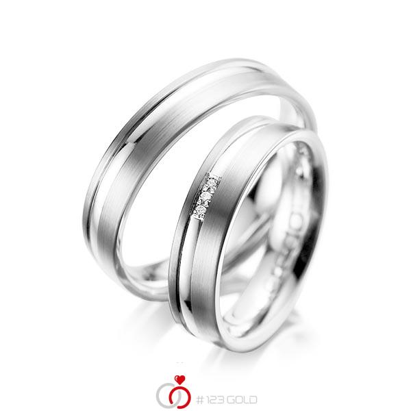 Paar klassische Trauringe/Eheringe in Weißgold 585 mit zus. 0,015 ct. Brillant tw, si von acredo - A-1039-8 Paar klassische Trauringe/Eheringe in Weißgold 585 mit zus. 0,015 ct. Brillant tw, si von acredo - A-1039-8