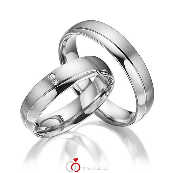 Paar klassische Trauringe/Eheringe in Weißgold 585 mit zus. 0,015 ct. Brillant tw, si von acredo - A-3018-7 Paar klassische Trauringe/Eheringe in Weißgold 585 mit zus. 0,015 ct. Brillant tw, si von acredo - A-3018-7