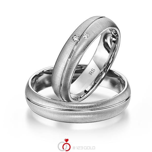 Paar klassische Trauringe/Eheringe in Weißgold 585 mit zus. 0,028 ct. Brillant tw, vs tw, si von acredo - S-1154-7 Paar klassische Trauringe/Eheringe in Weißgold 585 mit zus. 0,028 ct. Brillant tw, vs tw, si von acredo - S-1154-7
