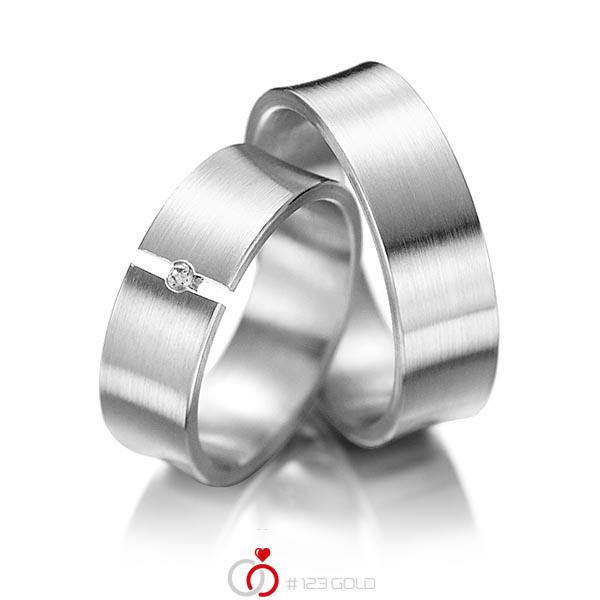 Paar klassische Trauringe/Eheringe in Weissgold 585 mit zus. 0,02 ct. Brillant tw, si von 123gold - Y-1049-1 Paar klassische Trauringe/Eheringe in Weissgold 585 mit zus. 0,02 ct. Brillant tw, si von 123gold - Y-1049-1