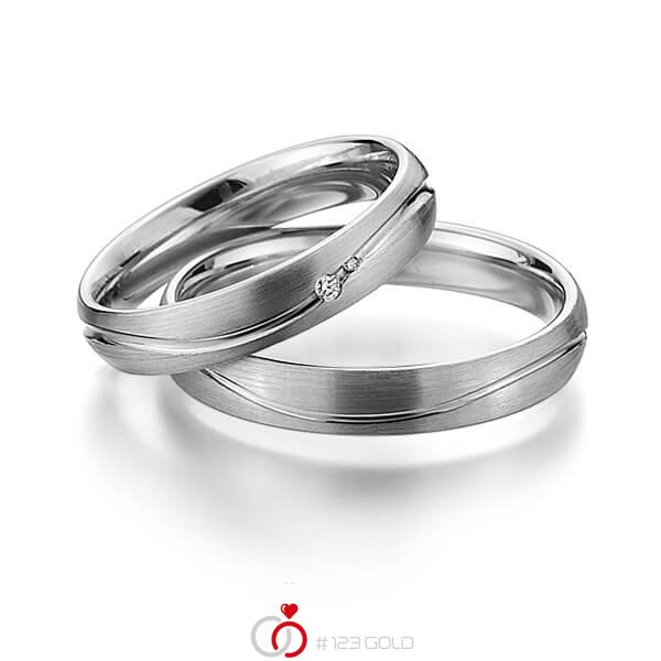Paar klassische Trauringe/Eheringe in Weissgold 585 mit zus. 0,02 ct. Brillant tw, si von 123gold - Y-1309-1 Paar klassische Trauringe/Eheringe in Weissgold 585 mit zus. 0,02 ct. Brillant tw, si von 123gold - Y-1309-1