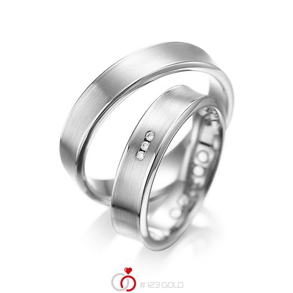 Paar klassische Trauringe/Eheringe in Weissgold 585 mit zus. 0,03 ct. Brillant tw, si von acredo - A-1055-12 Paar klassische Trauringe/Eheringe in Weissgold 585 mit zus. 0,03 ct. Brillant tw, si von acredo - A-1055-12