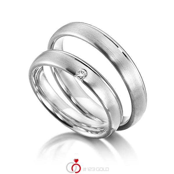 Paar klassische Trauringe/Eheringe in Weißgold 585 mit zus. 0,03 ct. Brillant tw, si von acredo - S-1151-4 Paar klassische Trauringe/Eheringe in Weißgold 585 mit zus. 0,03 ct. Brillant tw, si von acredo - S-1151-4