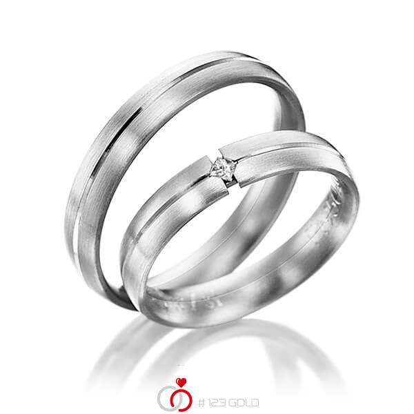 Paar klassische Trauringe/Eheringe in Weissgold 585 mit zus. 0,03 ct. Prinzess-Diamant tw, si von 123gold - Y-1036-8 Paar klassische Trauringe/Eheringe in Weissgold 585 mit zus. 0,03 ct. Prinzess-Diamant tw, si von 123gold - Y-1036-8
