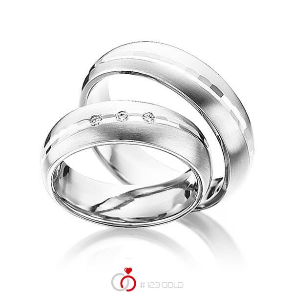 Paar klassische Trauringe/Eheringe in Weissgold 585 mit zus. 0,045 ct. Brillant tw, si von 123gold - Y-1292-4 Paar klassische Trauringe/Eheringe in Weissgold 585 mit zus. 0,045 ct. Brillant tw, si von 123gold - Y-1292-4