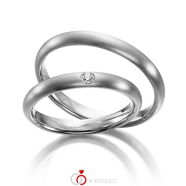 Paar klassische Trauringe/Eheringe in Weißgold 585 mit zus. 0,04 ct. Brillant tw, si von acredo - S-1112-1 Paar klassische Trauringe/Eheringe in Weißgold 585 mit zus. 0,04 ct. Brillant tw, si von acredo - S-1112-1