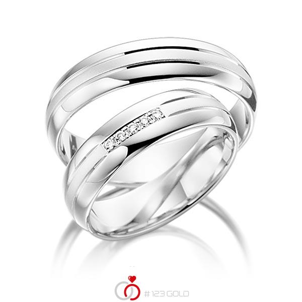Paar klassische Trauringe/Eheringe in Weißgold 585 mit zus. 0,05 ct. Brillant tw, si von acredo - S-1095-4 Paar klassische Trauringe/Eheringe in Weißgold 585 mit zus. 0,05 ct. Brillant tw, si von acredo - S-1095-4