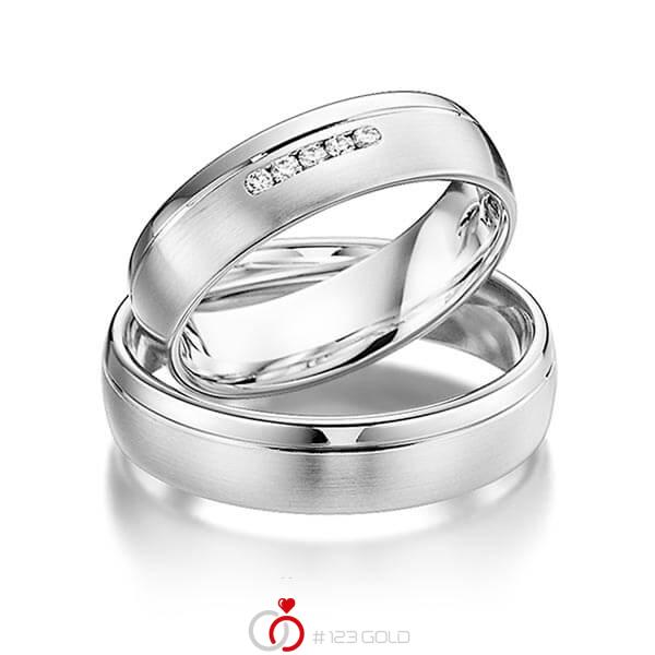 Paar klassische Trauringe/Eheringe in Weißgold 585 mit zus. 0,05 ct. Brillant tw, si von acredo - S-1101-4 Paar klassische Trauringe/Eheringe in Weißgold 585 mit zus. 0,05 ct. Brillant tw, si von acredo - S-1101-4