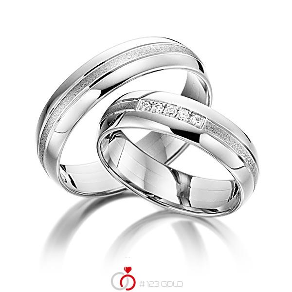 Paar klassische Trauringe/Eheringe in Weißgold 585 mit zus. 0,05 ct. Brillant tw, si von acredo - S-1108-7 Paar klassische Trauringe/Eheringe in Weißgold 585 mit zus. 0,05 ct. Brillant tw, si von acredo - S-1108-7