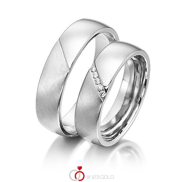 Paar klassische Trauringe/Eheringe in Weißgold 585 mit zus. 0,05 ct. Brillant tw, si von acredo - S-1148-8 Paar klassische Trauringe/Eheringe in Weißgold 585 mit zus. 0,05 ct. Brillant tw, si von acredo - S-1148-8