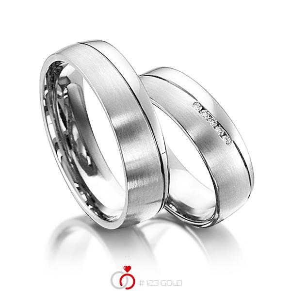 Paar klassische Trauringe/Eheringe in Weißgold 585 mit zus. 0,05 ct. Brillant tw, si von acredo - S-1153-4 Paar klassische Trauringe/Eheringe in Weißgold 585 mit zus. 0,05 ct. Brillant tw, si von acredo - S-1153-4