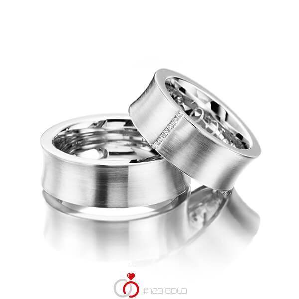 Paar klassische Trauringe/Eheringe in Weissgold 585 mit zus. 0,06 ct. Brillant tw, si von 123gold - Y-1120-2 Paar klassische Trauringe/Eheringe in Weissgold 585 mit zus. 0,06 ct. Brillant tw, si von 123gold - Y-1120-2