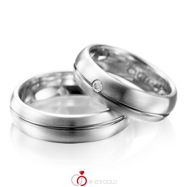 Paar klassische Trauringe/Eheringe in Weißgold 585 mit zus. 0,06 ct. Brillant tw, si von acredo - A-1003-11 Paar klassische Trauringe/Eheringe in Weißgold 585 mit zus. 0,06 ct. Brillant tw, si von acredo - A-1003-11