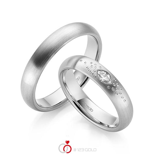 Paar klassische Trauringe/Eheringe in Weißgold 585 mit zus. 0,1 ct. tw, vs von acredo - A-2165-1 Paar klassische Trauringe/Eheringe in Weißgold 585 mit zus. 0,1 ct. tw, vs von acredo - A-2165-1