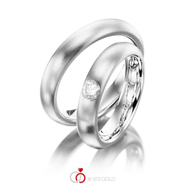 Paar klassische Trauringe/Eheringe in Weißgold 585 mit zus. 0,22 ct. Brillant tw, si von Steinberg - Q-1234-2 Paar klassische Trauringe/Eheringe in Weißgold 585 mit zus. 0,22 ct. Brillant tw, si von Steinberg - Q-1234-2