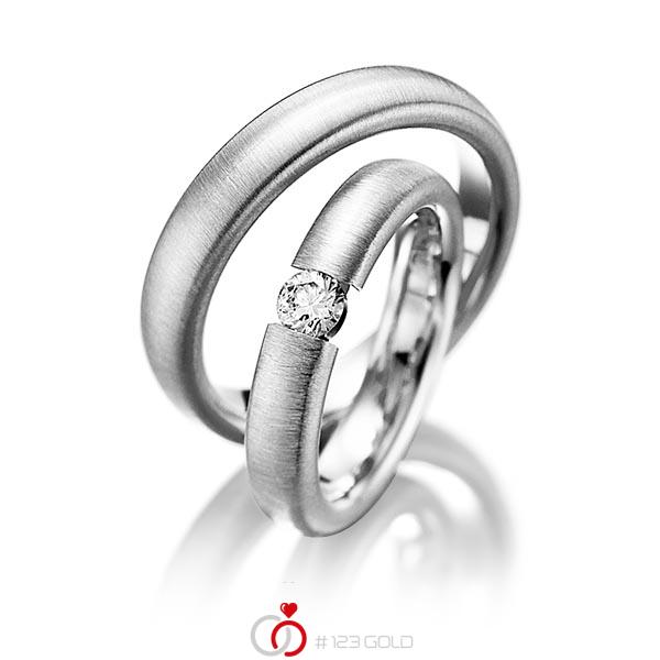Paar klassische Trauringe/Eheringe in Weissgold 585 mit zus. 0,25 ct. Brillant tw, si von 123gold - Y-1060-5 Paar klassische Trauringe/Eheringe in Weissgold 585 mit zus. 0,25 ct. Brillant tw, si von 123gold - Y-1060-5