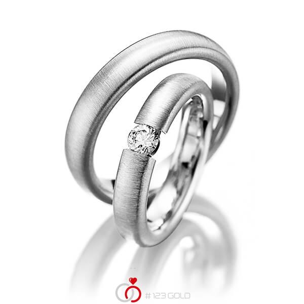 Paar klassische Trauringe/Eheringe in Weißgold 585 mit zus. 0,25 ct. Brillant tw, si von Steinberg - Q-1245-5 Paar klassische Trauringe/Eheringe in Weißgold 585 mit zus. 0,25 ct. Brillant tw, si von Steinberg - Q-1245-5
