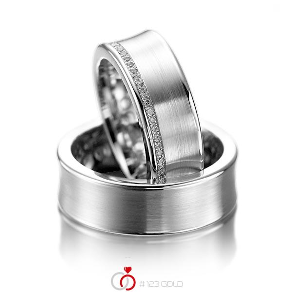 Paar klassische Trauringe/Eheringe in Weißgold 585 mit zus. 0,28 ct. Brillant tw, si von acredo - A-1058-1 Paar klassische Trauringe/Eheringe in Weißgold 585 mit zus. 0,28 ct. Brillant tw, si von acredo - A-1058-1