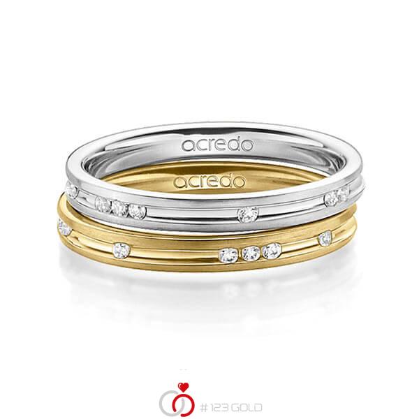 Paar klassische Trauringe/Eheringe in Weissgold 585 mit zus. 0,28 ct. Brillant tw, si von acredo - A-1396-1 Paar klassische Trauringe/Eheringe in Weissgold 585 mit zus. 0,28 ct. Brillant tw, si von acredo - A-1396-1